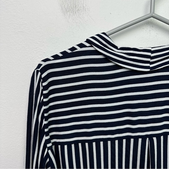 Zara Slouchy Striped High Low Tunic Faux Wrap Boho V-neck Blouse S - Picture 4 of 9